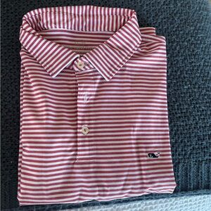 Vineyard Vines Red and White Striped Red Sox Polo
